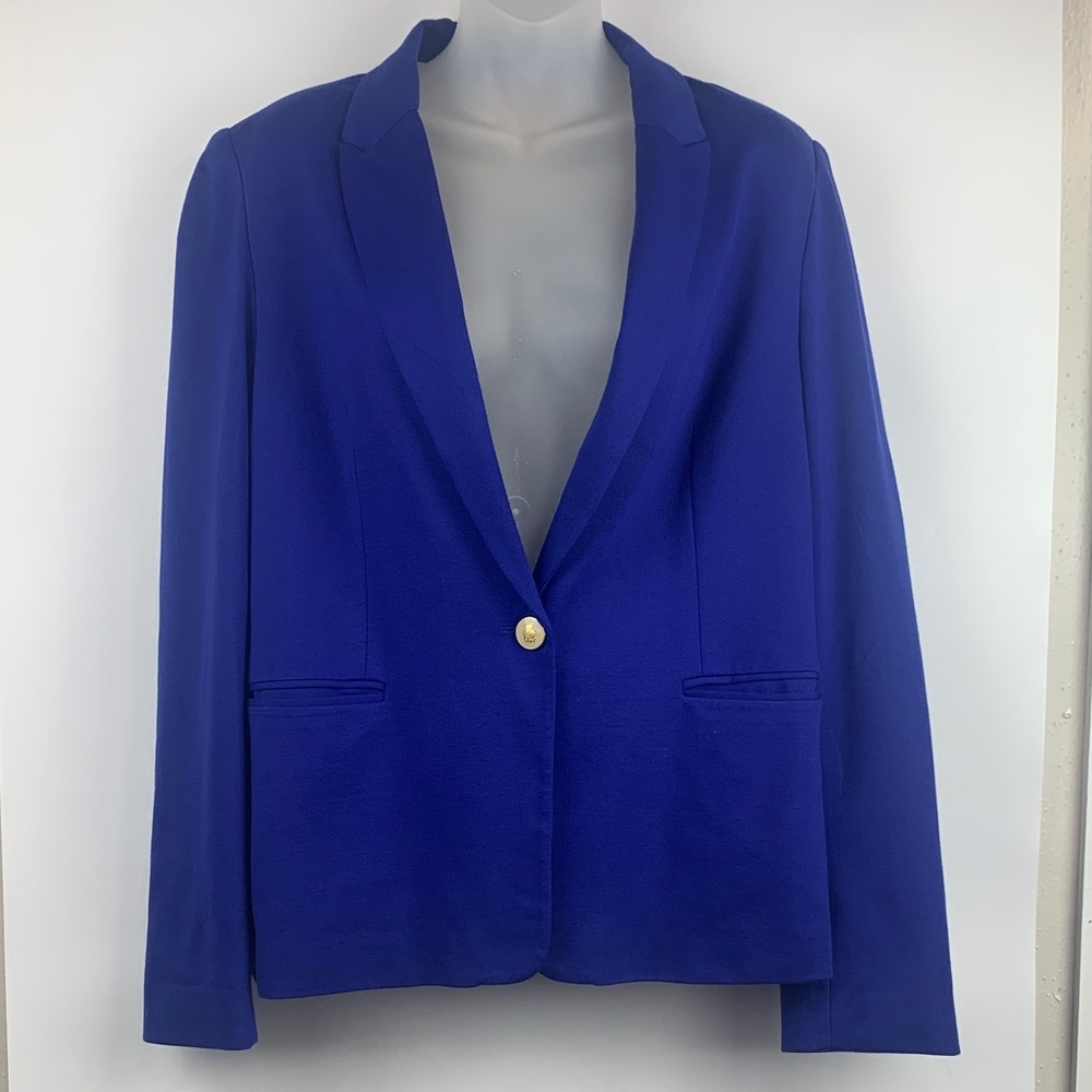 Philosophy Women's Blue Single-Button Tailored Blazer Jacket Size 12